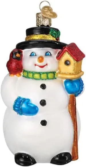 Old World Christmas Snowman with Cardinal Glass Hanging Ornament