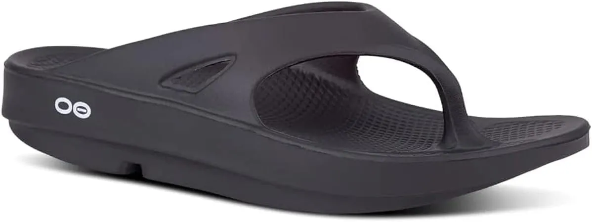 OOFOS Unisex Original Thong flip flop, Classic Black, 7 B(M) US Women / 5 D(M) US Men