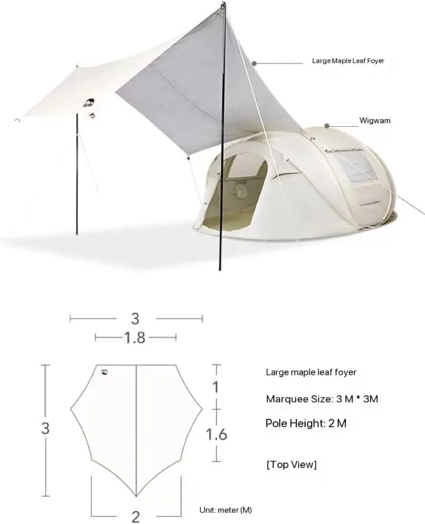 Open in 1 Second, Fully Automatic, No-Build Tent, Outdoor Camping, Sunshade and Rainproof Tent for 3-4 People (White 280 * 120 * 200cm)