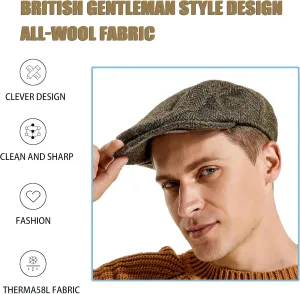Original Newsboy Hats for Men Peaky Blinders Golf Silicone Caps Flat Beret Boston Chauffeur Tweed Wool Hat