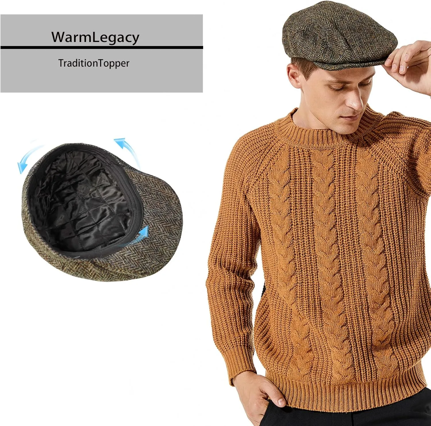 Original Newsboy Hats for Men Peaky Blinders Golf Silicone Caps Flat Beret Boston Chauffeur Tweed Wool Hat
