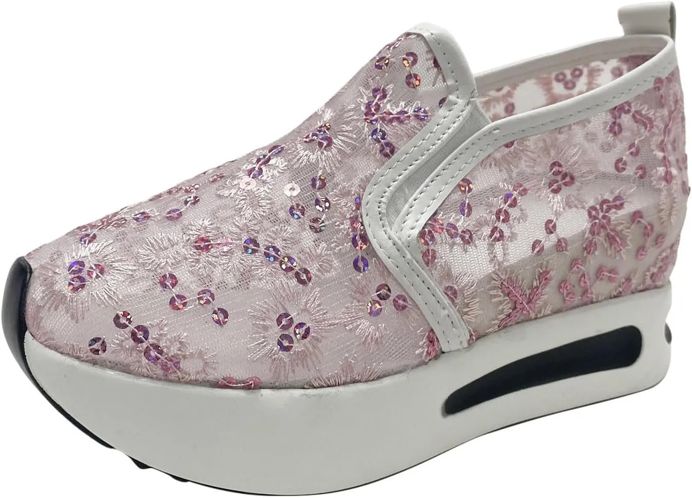 Orthopedic Wedge Sandals for Women 2025 Summer Platform Wedges Sneakers Comfortable Arch Support Breathable Walking Shoe Fashion Embroidery Floral Mesh Air Hidden High Heels Slip On Shoes
