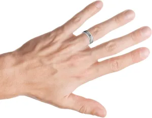 P3 POMPEII3 7mm Brushed Flat Platinum Mens Comfort Fit Wedding Band