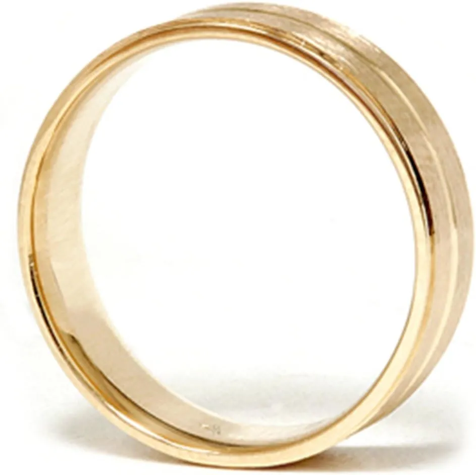 P3 POMPEII3 Mens 14k Gold Flat 6mm Brushed Comfort Fit Wedding Band