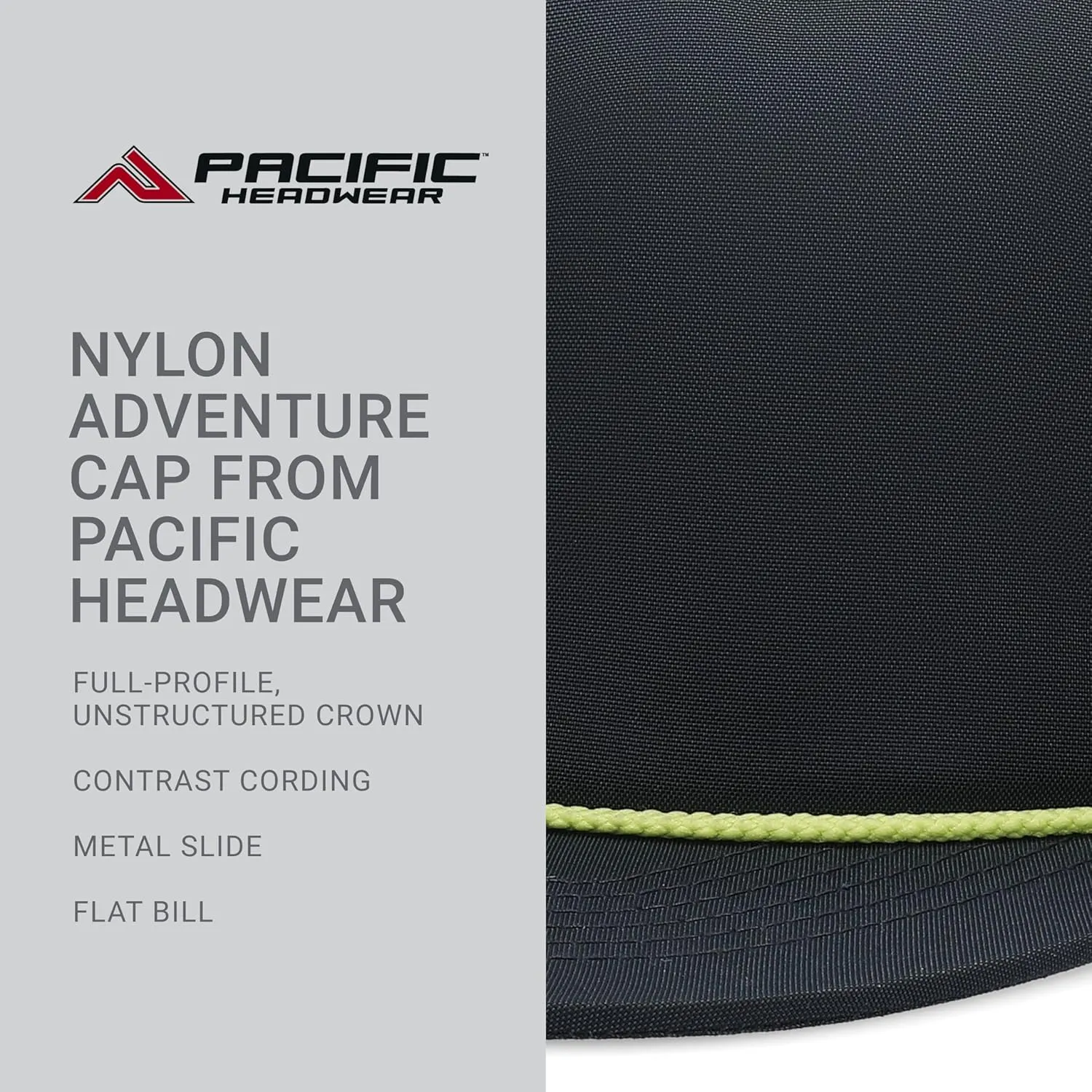 Pacific Headwear Nylon Adventure Cap Rope Hat-Lightweight Outdoor Headgear for Hiking, Camping, and Travel