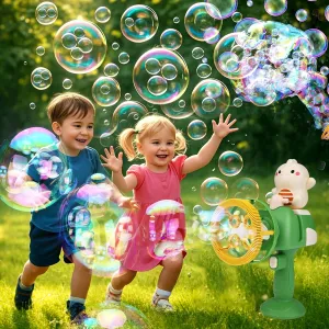 Palksky Bubble Machine for Kids, Dinosaur Automatic Bubbles Blower Maker with Unique Giant & Bubbles in Bubble Nest Effect, Outdoor Backyard Toys Fun for Parties