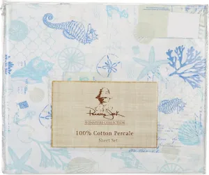 Panama Jack Wave Writer Sheet Set Twin Blue