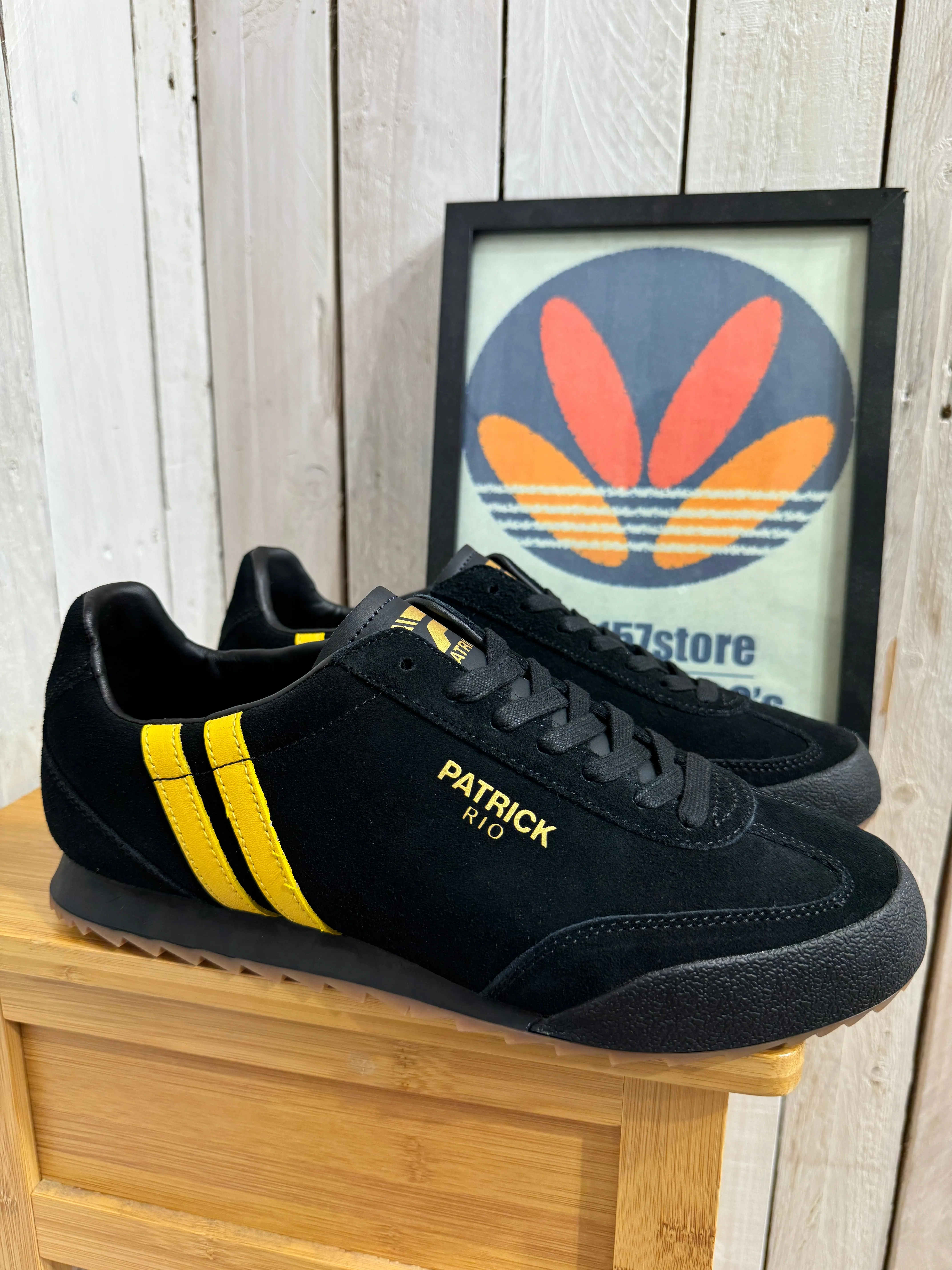 Patrick New Rio Suede Trainers - Black / Yellow