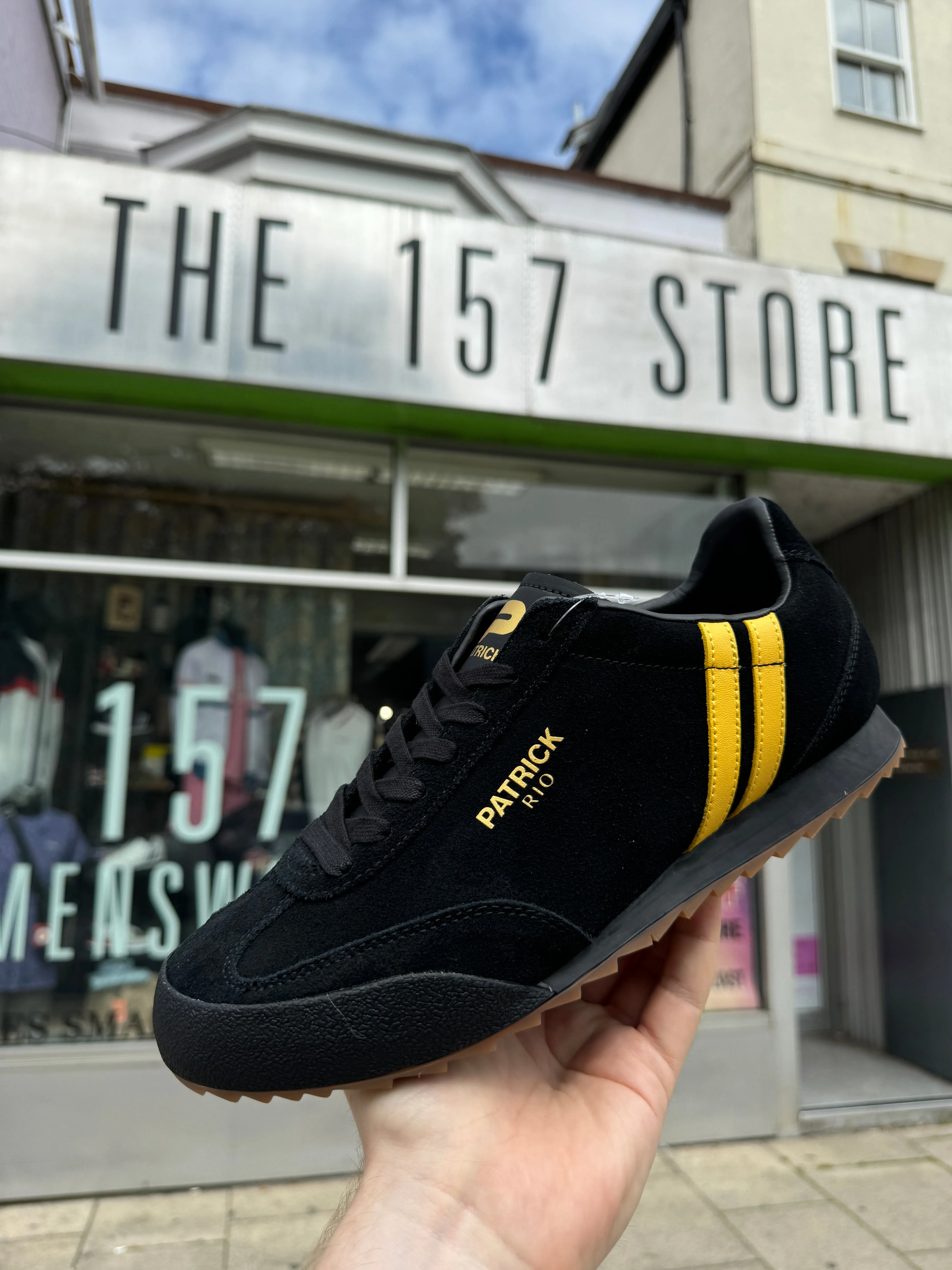 Patrick New Rio Suede Trainers - Black / Yellow