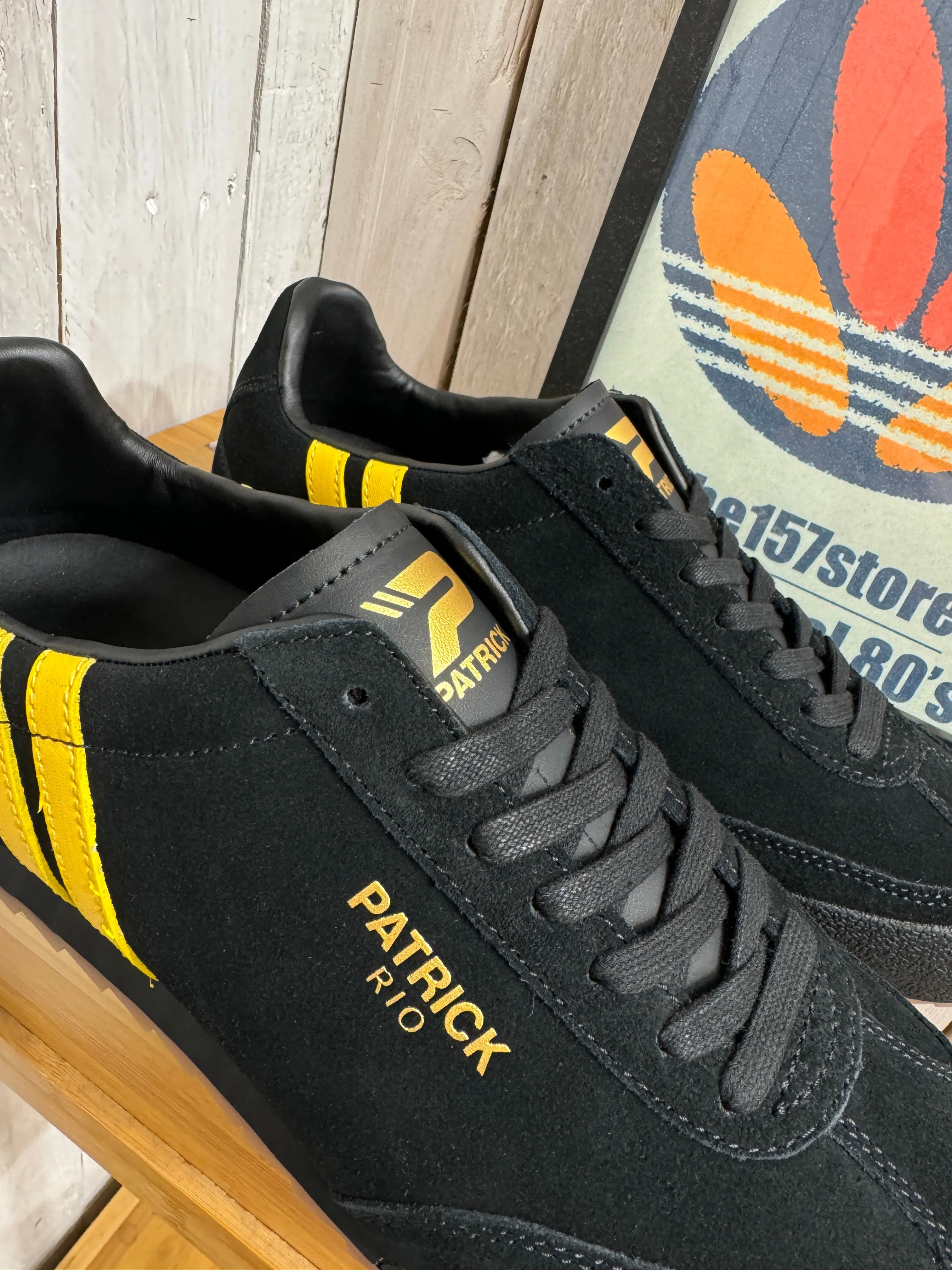 Patrick New Rio Suede Trainers - Black / Yellow