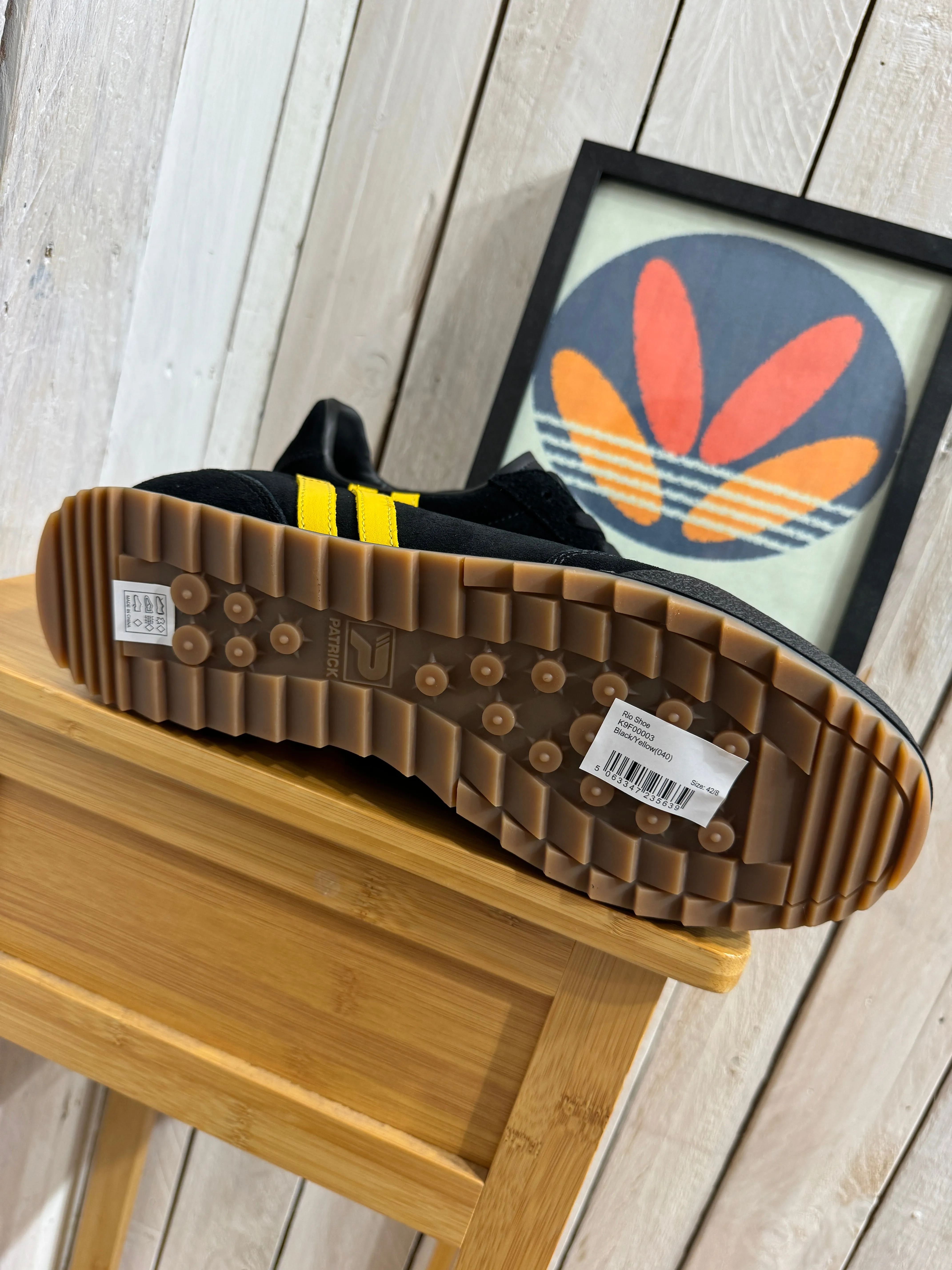 Patrick New Rio Suede Trainers - Black / Yellow