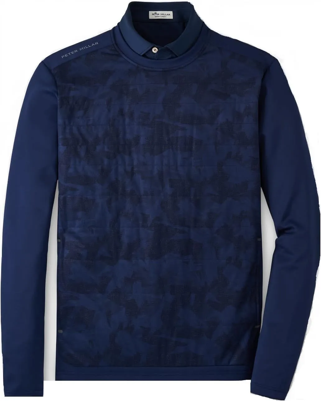 PETER MILLAR Crown Sport Bond Elite Brushstroke Camo Crewneck in Navy, Size Medium