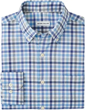 PETER MILLAR Men's Chambly Crown Lite Cotton-Stretch Sport Shirt L Large White Multi