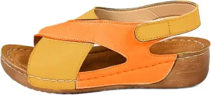 Platform Sandals Women Orthopedic Arch Support Summer Lightweight Damping Sole Color Block Shoes Casual Ankle Strap Slingback Platforms Comfortable New Dress Wedge Slippers