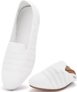 poemlady Women’s Ballet Flat Shoes Dress Shoes Knit Round Toe Slip On Ballerina Walking Flats Shoes for Woman Low Wedge Casual