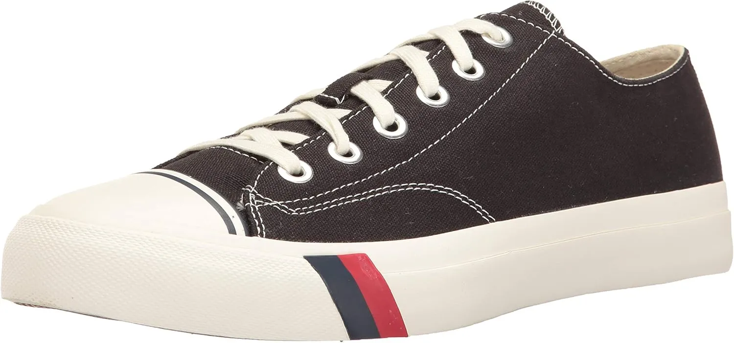 PRO-Keds Men's Royal Lo Lace Up Fashion Sneaker, Black Canvas, 4.5