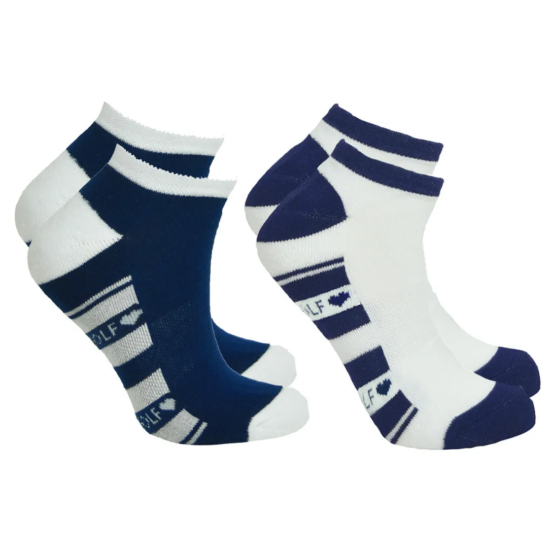 Pure Ladies 2 Pair Pack Of Trainer Golf Socks- Navy
