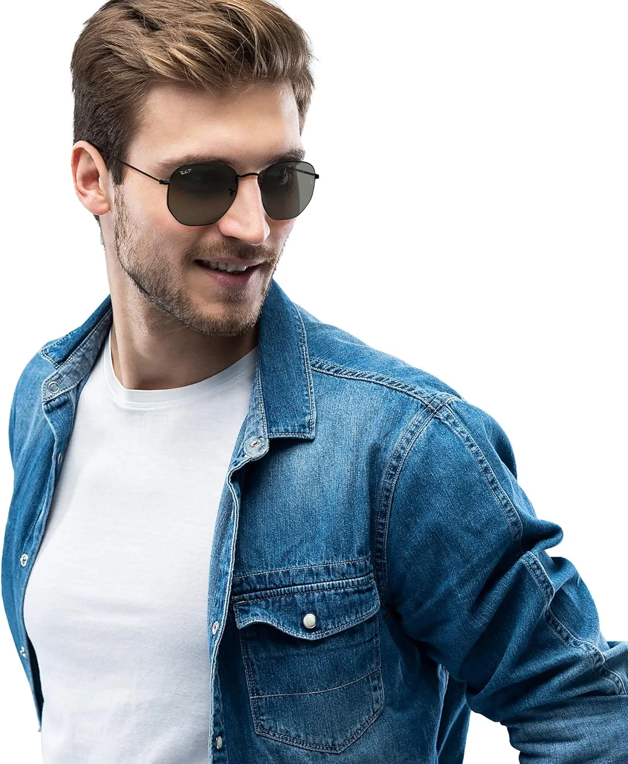 Ray-Ban RB3548N Hexagonal Flat Lens Sunglasses