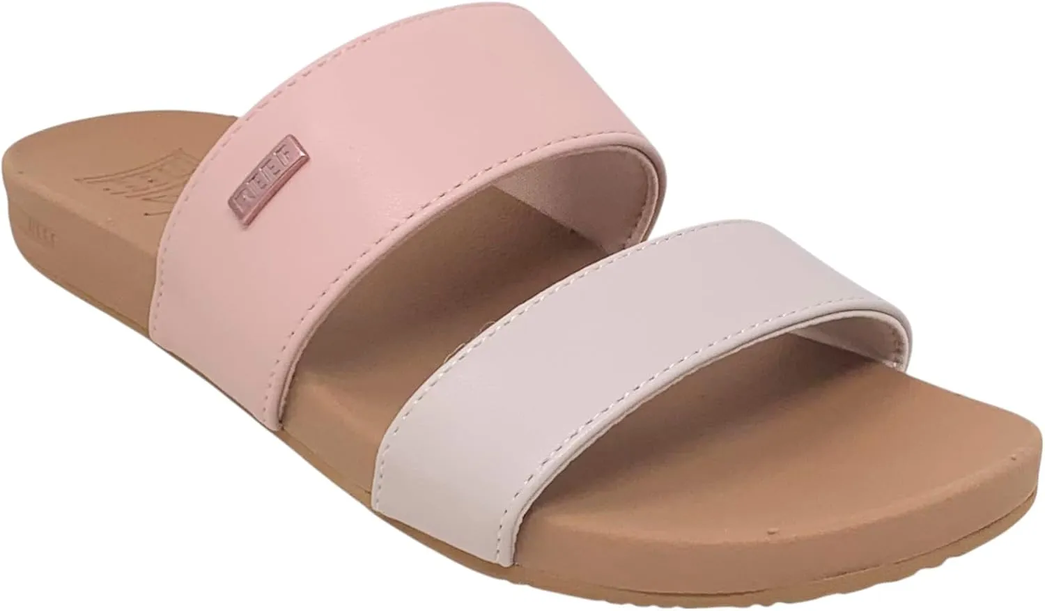 Reef Women's Cushion Vista Fashion Slide Sandal, Vegan Leather Strap, Soft Footbed