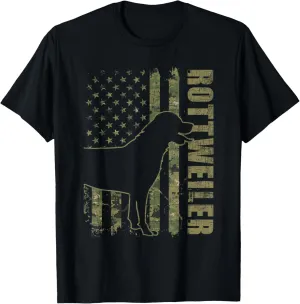 Rottweiler - USA American Flag Camouflage Dog Owner T-Shirt