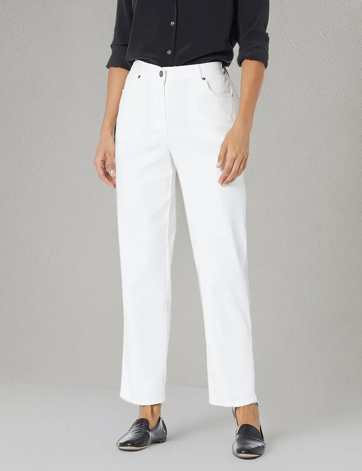Ruby Rd. Women's Petite Classic Flat Front Denim Jean