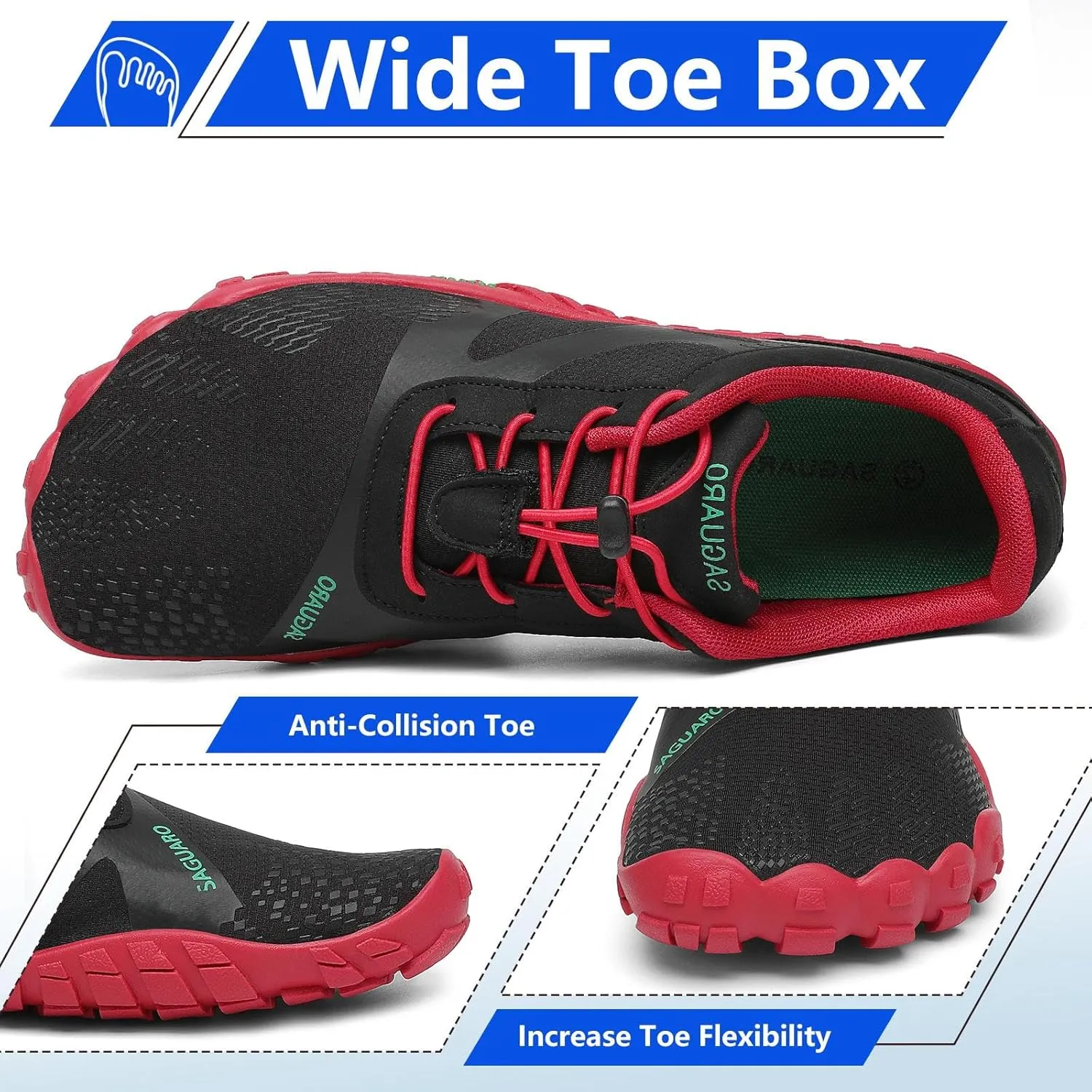 SAGUARO Womens Mens Barefoot Shoes Minimalist Trail Runner Wide Toe Box Zero Drop Outdoor Cross Training Shoe