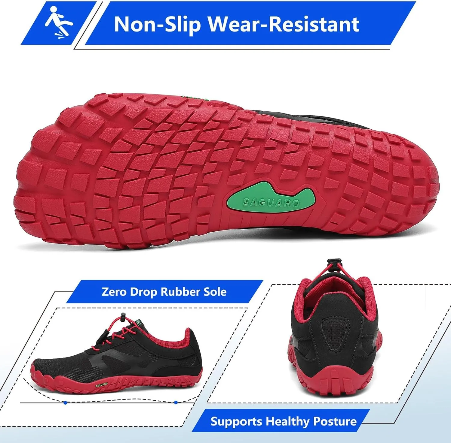 SAGUARO Womens Mens Barefoot Shoes Minimalist Trail Runner Wide Toe Box Zero Drop Outdoor Cross Training Shoe