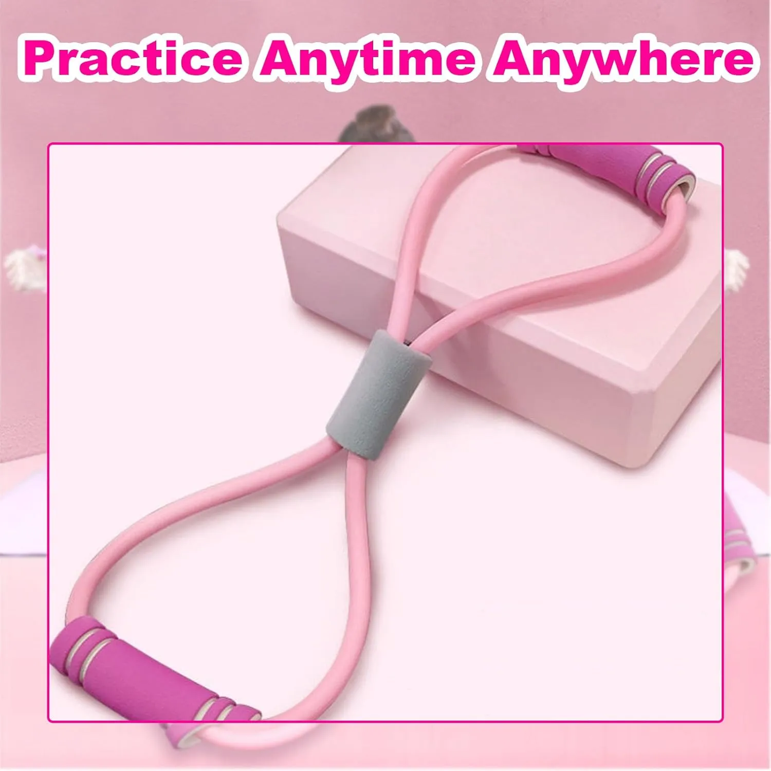 Saludea Resistance Band with Handles, Figure 8 Resistance Band for Exercise, Yoga Gym Fitness Pulling Rope, 8 Shaped Elastic Pull Yoga Tension Rope