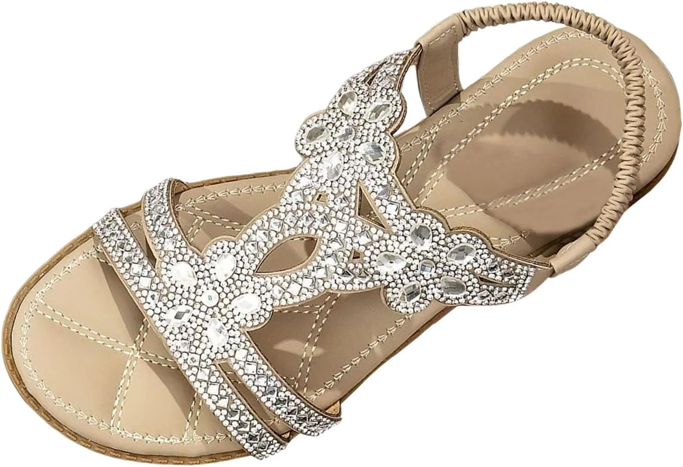 Sandals for Women Dressy Flat 2025, Comfortable Walking Vacation Slip On Dress Flats Sandal White Sandals for Women