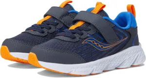 Saucony Wind 3.0 Alternative Closure (Little Big Kid) Sneaker, Navy/Peel, 4 X-Wide US Unisex