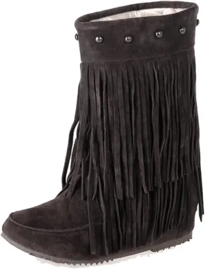 Scaoruki Classic Fringe Mid Women Boots Pull On Flat Winter Shoes