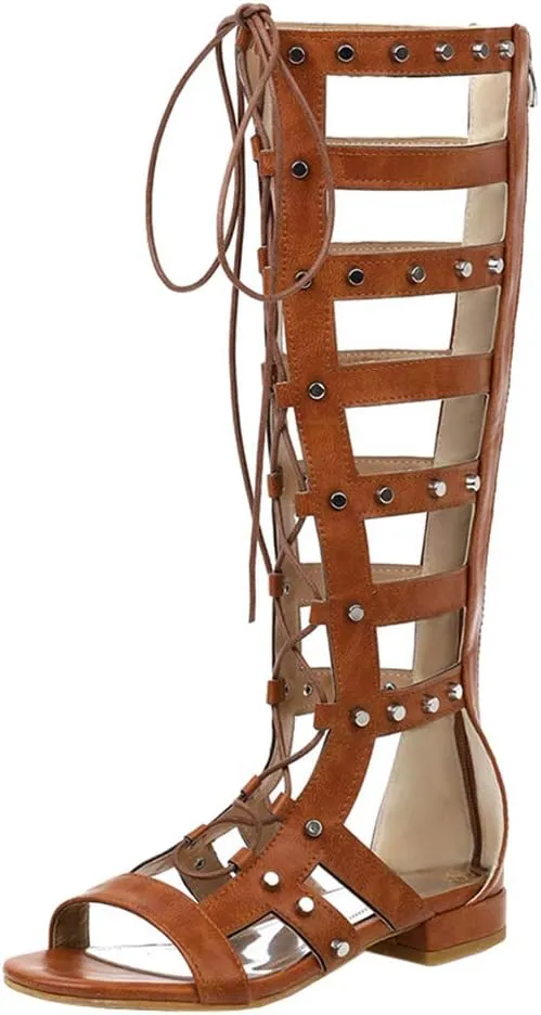 Scaoruki Women Classic Gladiator Sandals Flat Summer Boots