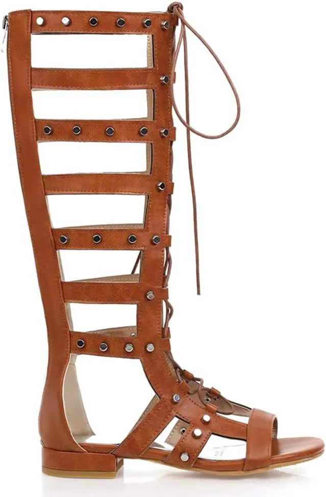 Scaoruki Women Classic Gladiator Sandals Flat Summer Boots