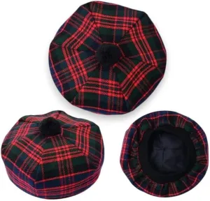 Scottish Hat Tam o' Shanter Tammy Jimmy Flat Bonnet in Various Tartans