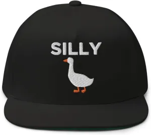 Silly Goose Hat (Embroidered Flat Bill Snapback Cap) Funny Cartoon Goose Hats