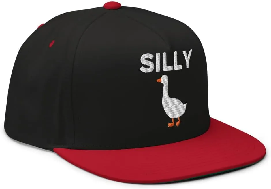 Silly Goose Hat (Embroidered Flat Bill Snapback Cap) Funny Cartoon Goose Hats