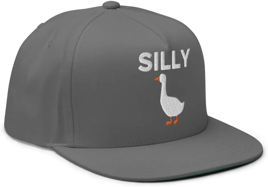 Silly Goose Hat (Embroidered Flat Bill Snapback Cap) Funny Cartoon Goose Hats