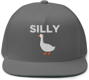Silly Goose Hat (Embroidered Flat Bill Snapback Cap) Funny Cartoon Goose Hats