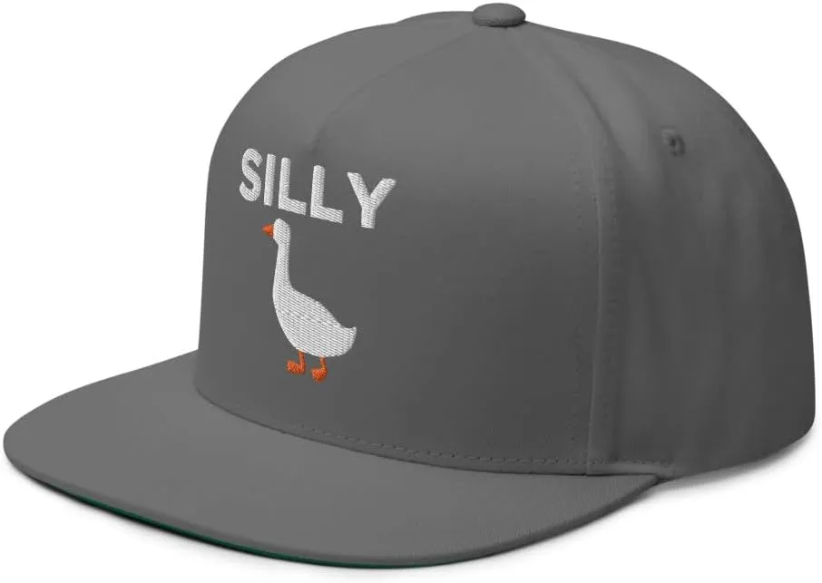 Silly Goose Hat (Embroidered Flat Bill Snapback Cap) Funny Cartoon Goose Hats