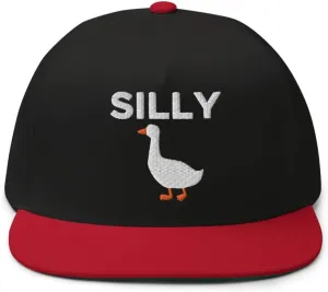 Silly Goose Hat (Embroidered Flat Bill Snapback Cap) Funny Cartoon Goose Hats
