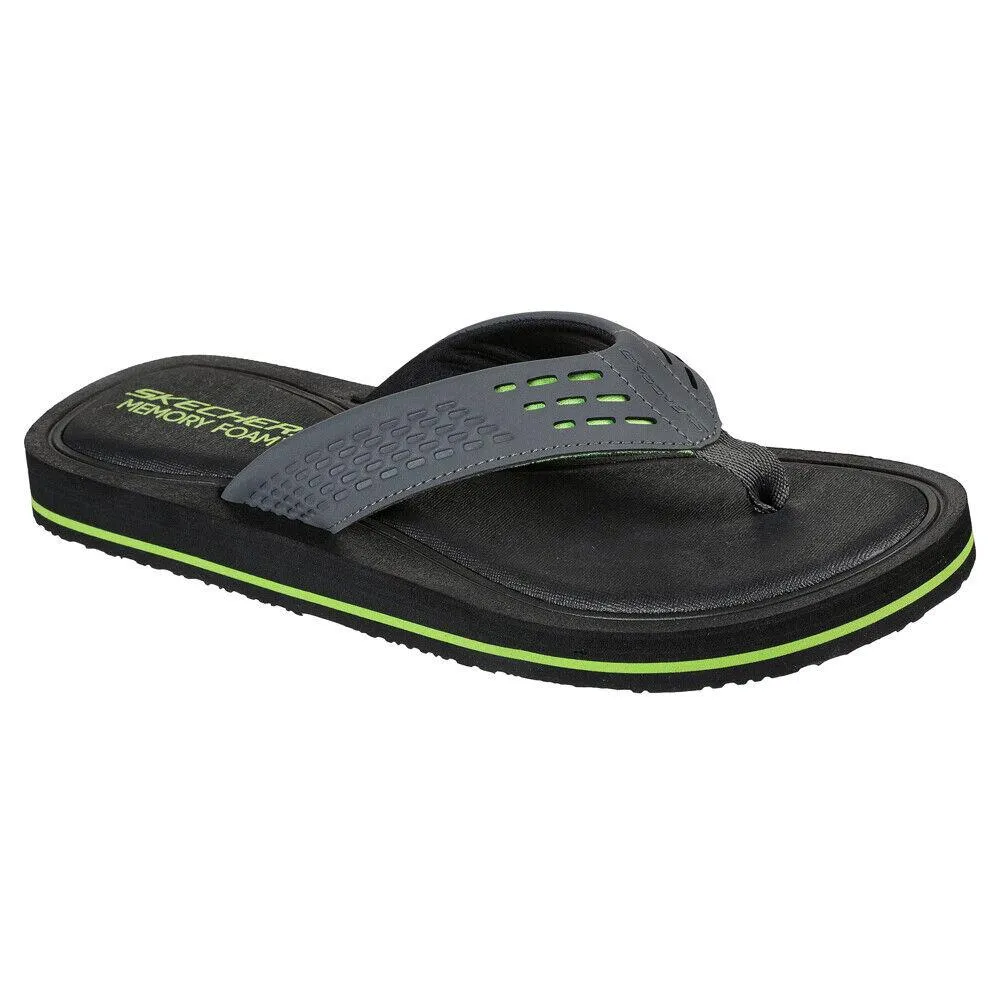 Skechers Tocker Saga Bora Memory Foam Flip Flops Sandals 237298