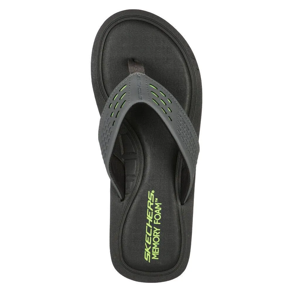 Skechers Tocker Saga Bora Memory Foam Flip Flops Sandals 237298