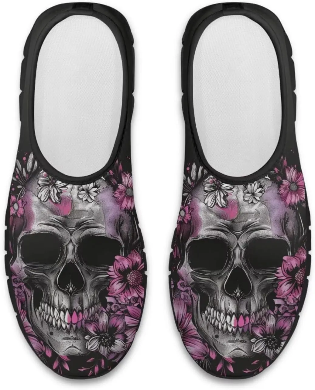 Skull Walking Shoes Casual Tennis Flat Work Loafer Wide Toe Driving Shoe Hiking Sneaker for Women