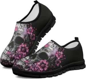Skull Walking Shoes Casual Tennis Flat Work Loafer Wide Toe Driving Shoe Hiking Sneaker for Women