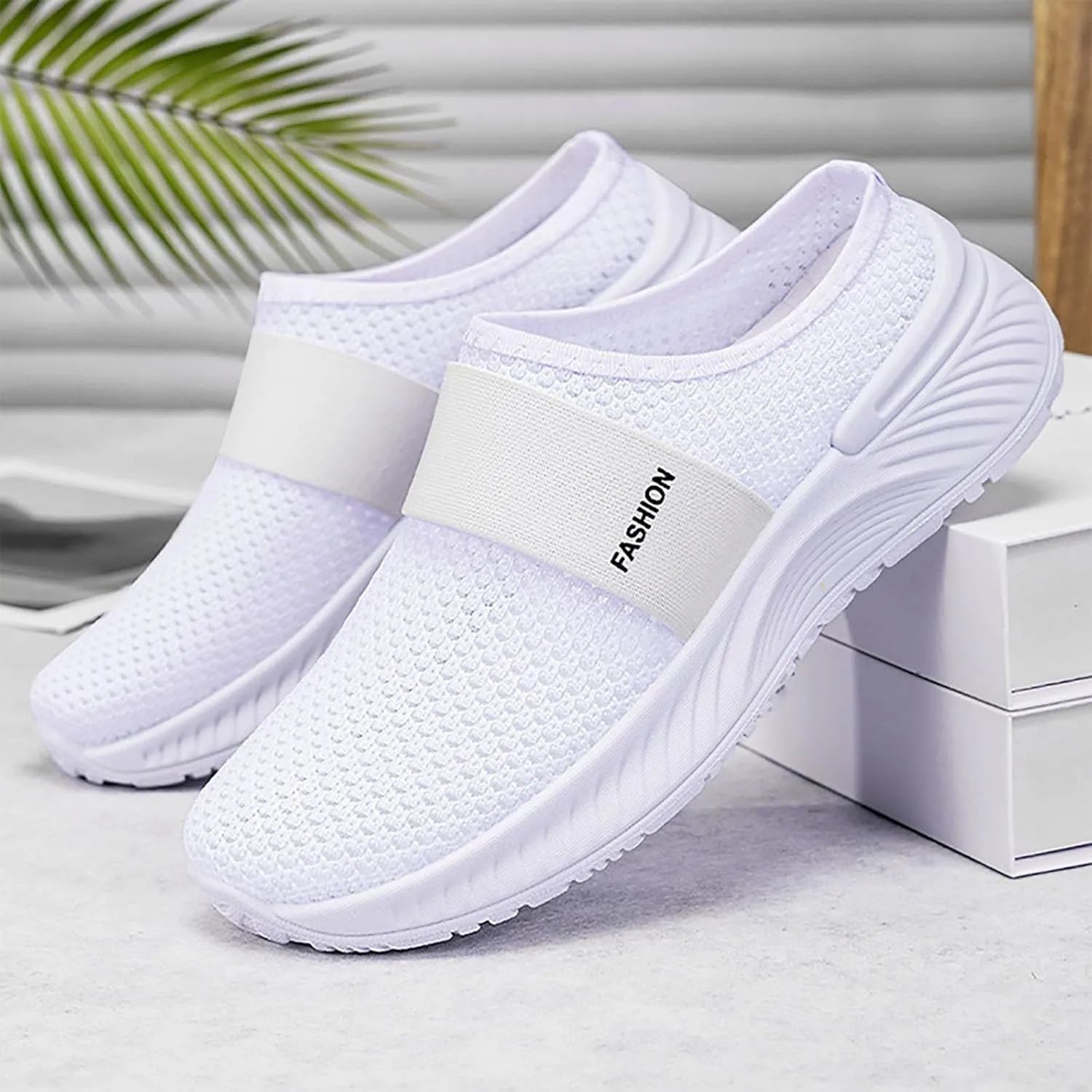 Slip On Sandals Women Comfortable Mesh Closed Toe Walking Orthopedic Shoes Breathable Wide Width Arch Support Shoes