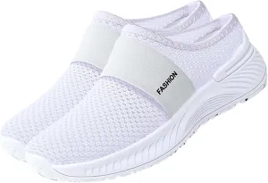 Slip On Sandals Women Comfortable Mesh Closed Toe Walking Orthopedic Shoes Breathable Wide Width Arch Support Shoes