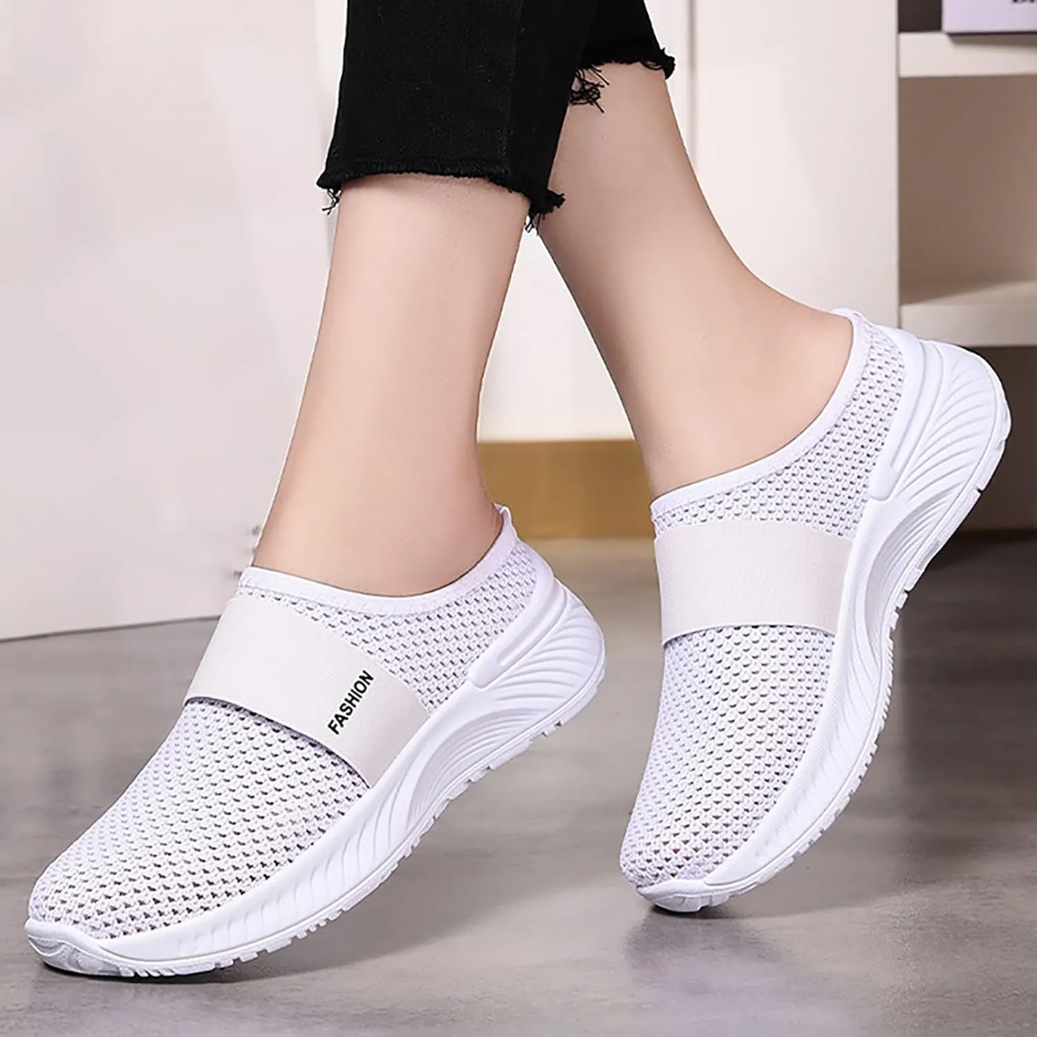 Slip On Sandals Women Comfortable Mesh Closed Toe Walking Orthopedic Shoes Breathable Wide Width Arch Support Shoes