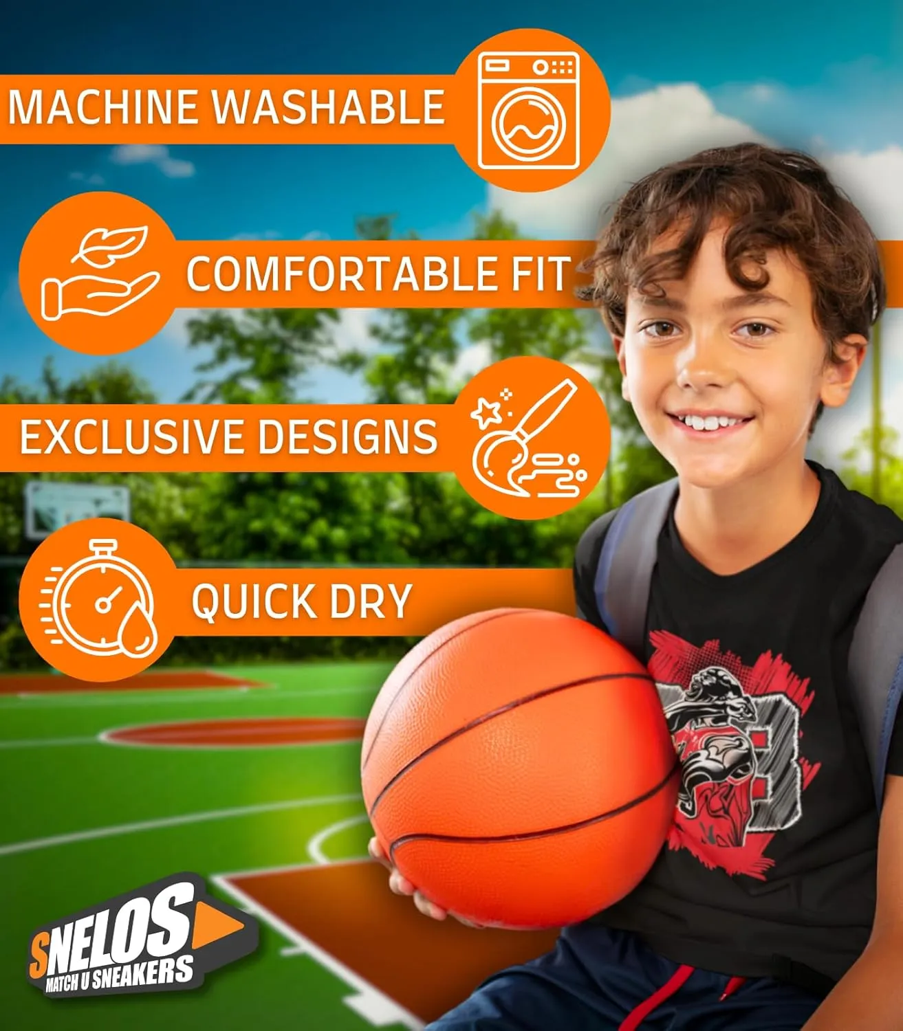 SNELOS Youth Kids Shirt to Match Jordans Air Jump Match Sneaker Tee for Boys Girls