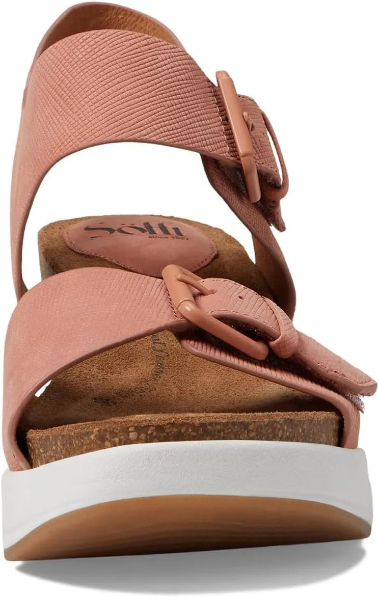 Sofft Womens Castello Leather Open Toe Wedge Sandals
