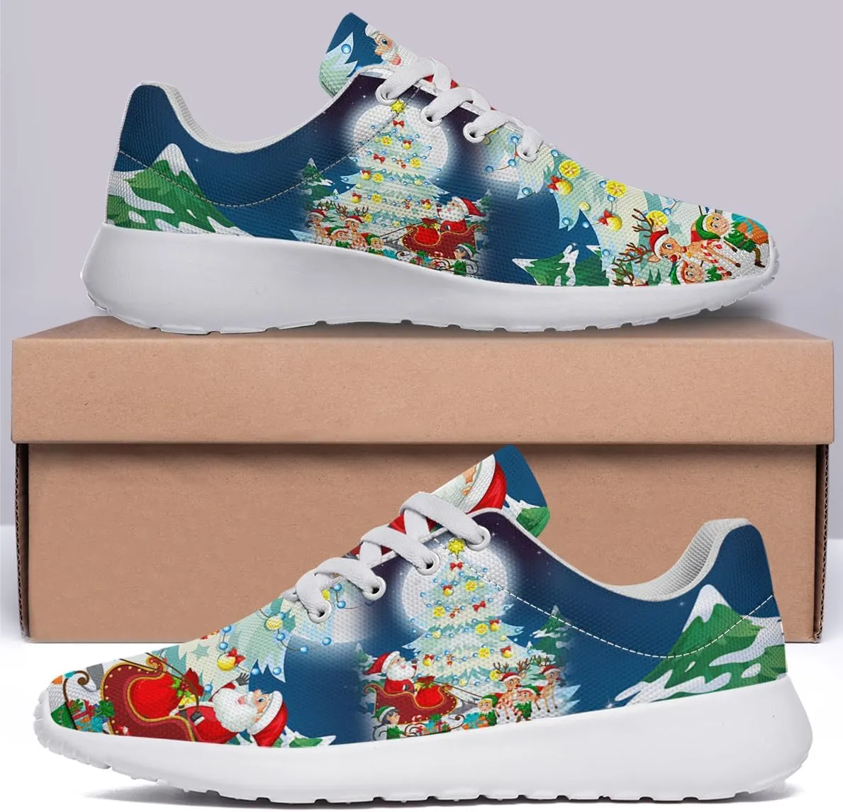 Sonzj-II Christmas Shoes Women Running Shoes Men Lightweight Walking Sneakers Mesh Athletic Sport Shoes